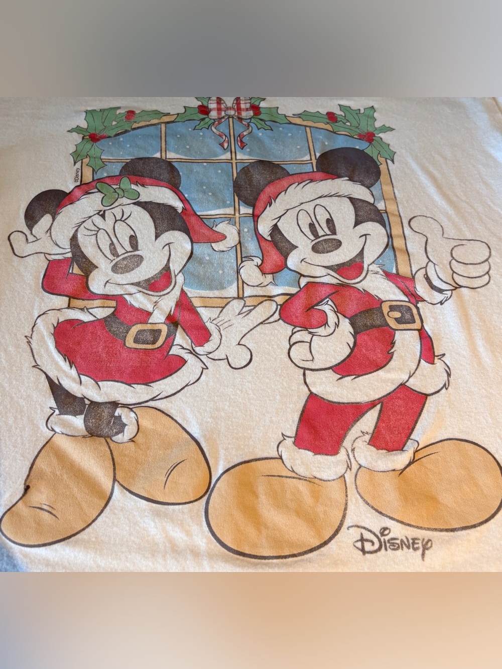 Hollister White Red Black Holiday Mickey & Minnie Graphic Tee